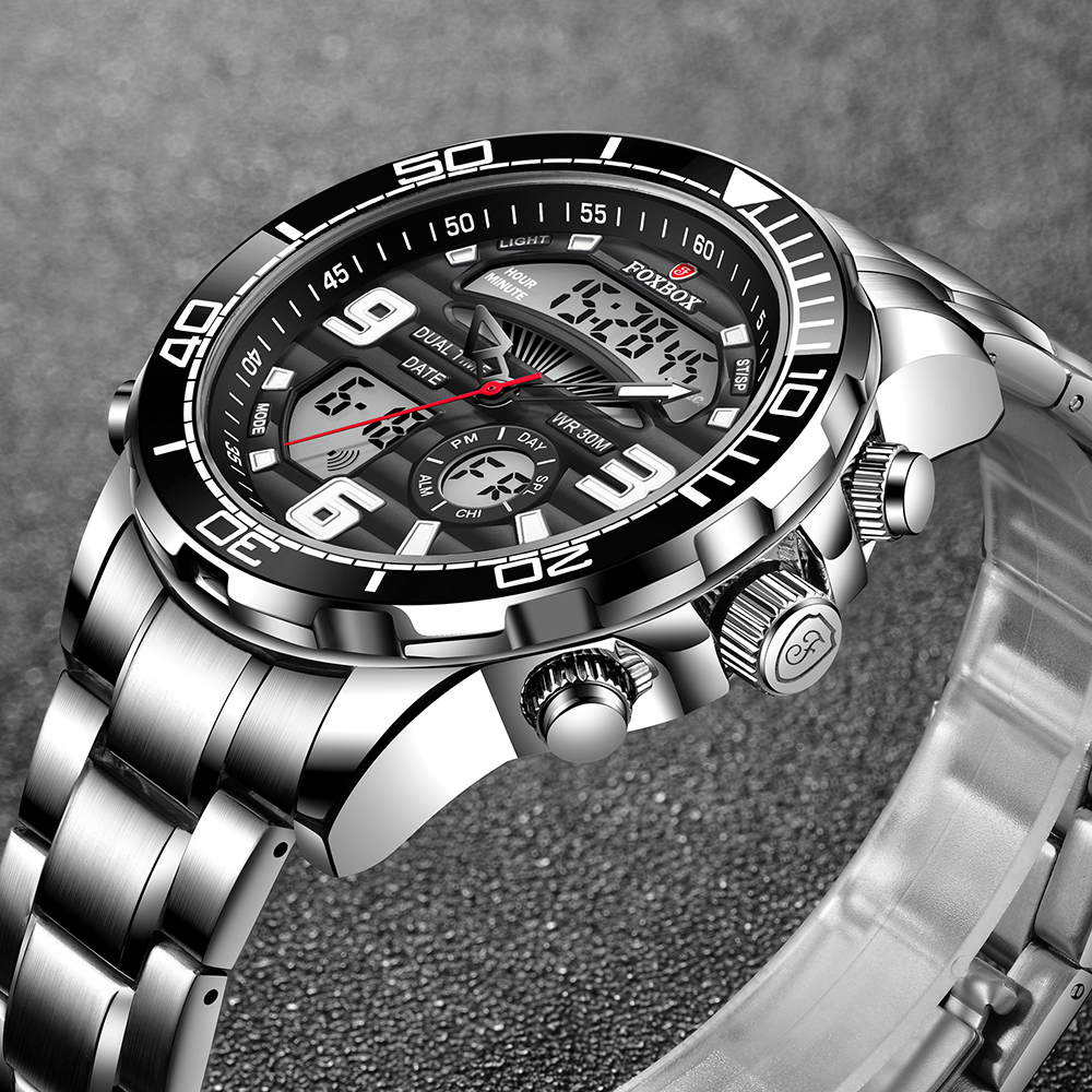 LIGE Luxurious Males's Chronograph Sports activities Watch - Waterproof Digital Timepiece with Alloy Glass and Stainless Metal