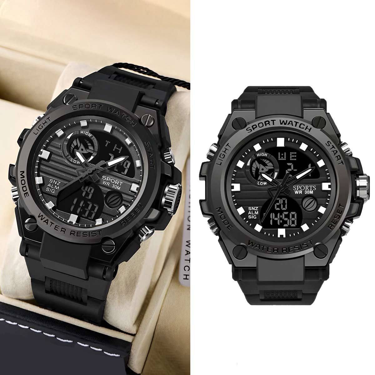 Males's Waterproof LED Quartz Sports activities Watch - Shock Resistant Wristwatch