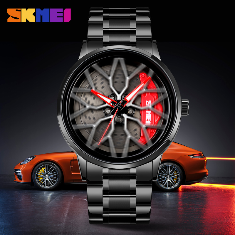 Skmei 1990 Fashionable Black Stainless Metal Males’s Watch with 3ATM Waterproof and Rotating Dial