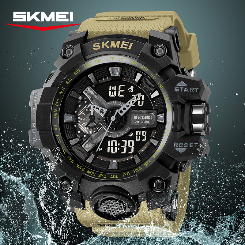 Skmei 2396 Males’s Digital Watch with Massive Show, Crimson LED, Twin Time, 5ATM Waterproof, Sporty Design